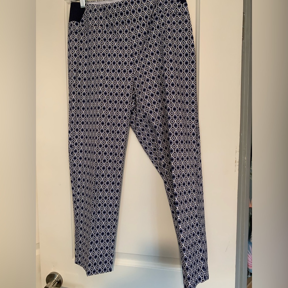 Petite navy, white, light blue ankle length pants
